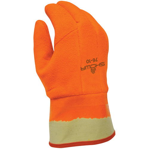 Insulated PVC fully coated vinyl safety cuff wrinkle finish safety orange/large - Benchmark Tooling