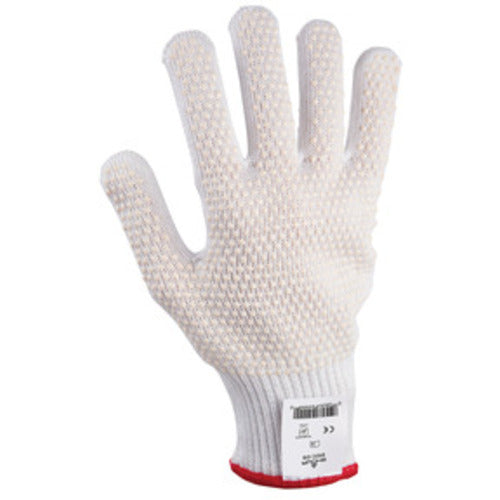 Cut resistant 10-gauge seamless knit PVC dotted HPPE w/Stainless Steel white ambidextrous ANSI CUT LEVEL 4/extra large - Benchmark Tooling