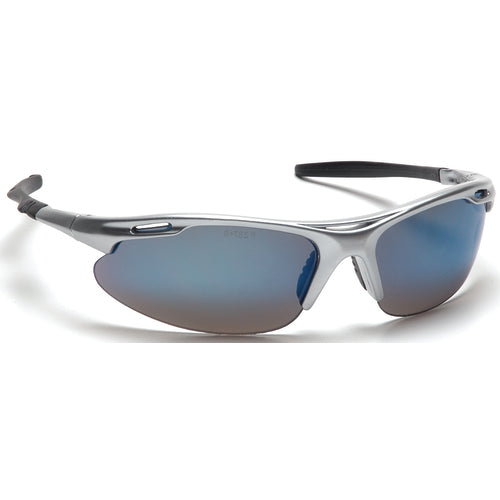 Safety Glasses - Avante, Silver Frame, Ice Blu Mirror Lens - Benchmark Tooling