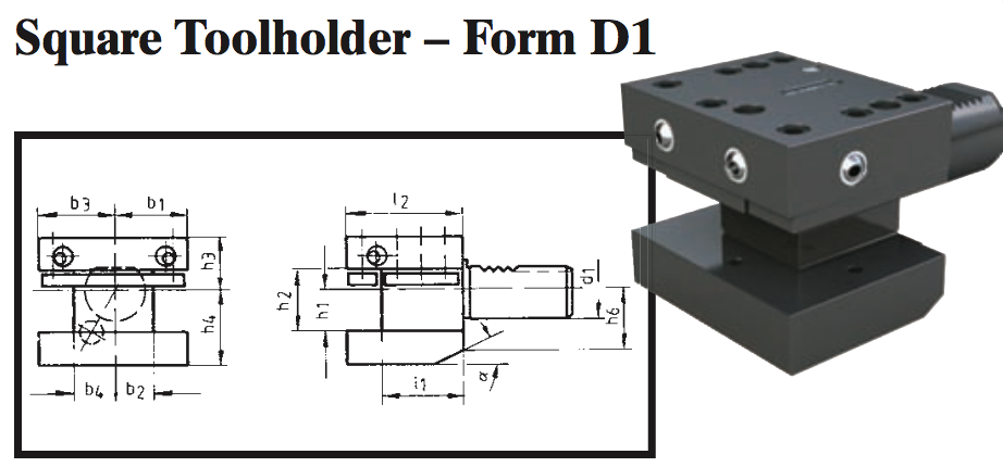 VDI Square Toolholder - Form D1 - Part #: CNC86 41.3020 - Benchmark Tooling