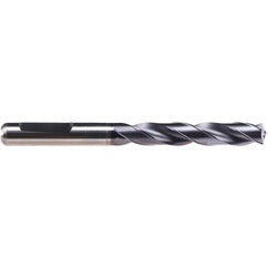 #12 Dia. × 6 mm Shank × 44 mm Flute Length × 82 mm OAL, 140°, TiAlN-TA14, 2 Flute, Coolant Thru, HE Solid Carbide Drill - Benchmark Tooling