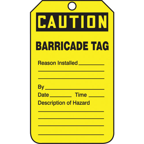 Barricade Tag, Caution Barricade Tag, 25/Pk, Cardstock - Benchmark Tooling