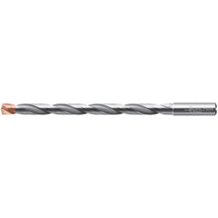 3/8″ Dia. × 0.394″ Shank × 5-7/16″ Flute Length × 7-3/32″ OAL, 140°, 2xD Flute, Coolant Thru, DIN 6535 HA, Round Solid Carbide Drill A6589DPP-3/8IN - Exact Industrial Supply