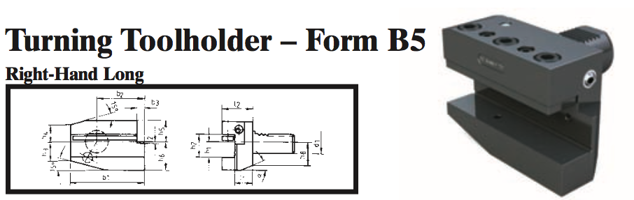 VDI Turning Toolholder - Form B5 (Right-Hand Long) - Part #: CNC86 25.8040 - Benchmark Tooling