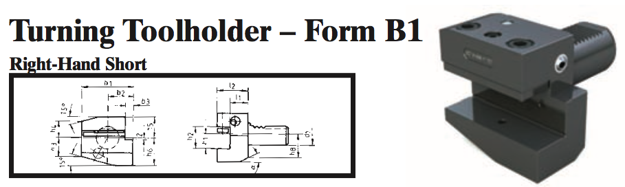 VDI Turning Toolholder - Form B1 (Right-Hand Short) - Part #: CNC86 21.5032 - Benchmark Tooling