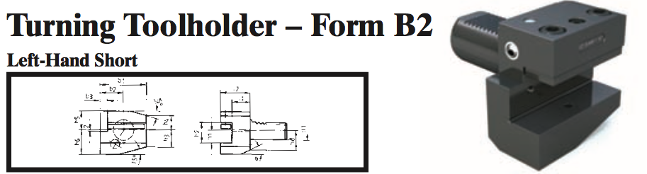 VDI Turning Toolholder - Form B2 (Left-Hand Short) - Part #: CNC86 22.8040 - Benchmark Tooling