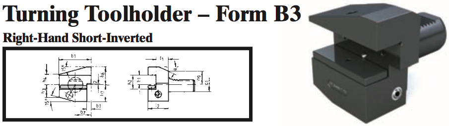 VDI Turning Toolholder - Form B3 (Right-Hand Short-Inverted) - Part #: CNC86 23.5032 - Benchmark Tooling