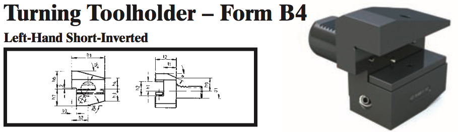 VDI Turning Toolholder - Form B4 (Left-Hand Short-Inverted) - Part #: CNC86 24.4025 - Benchmark Tooling