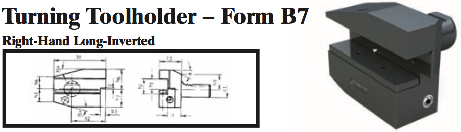 VDI Turning Toolholder - Form B7 (Right-Hand Long-Inverted) - Part #: CNC86 27.5025 - Benchmark Tooling