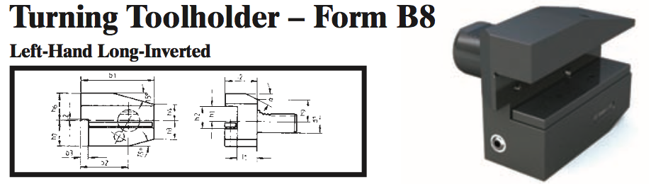 VDI Turning Toolholder - Form B8 (Left-Hand Long-Inverted) - Part #: CNC86 28.3020 - Benchmark Tooling