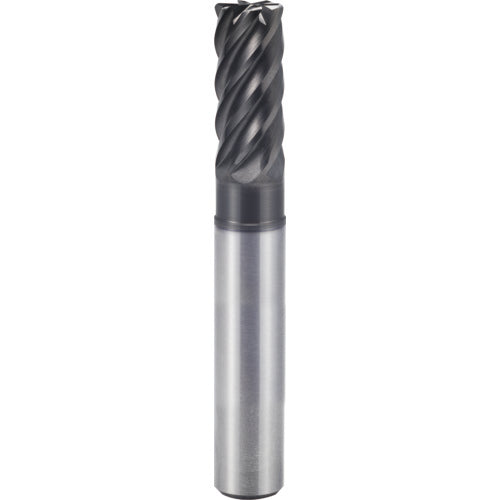 1″ × 1″ × 1 1/4″ × 5″ 6 Flute 0.2500″ C/R Carbide End Mill-Plain Shank - Y-Coating - Exact Industrial Supply