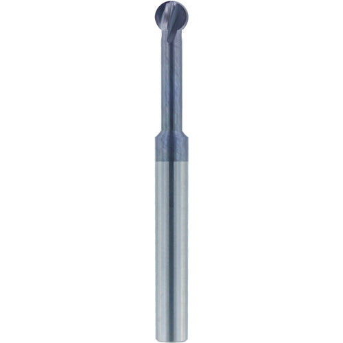 3/8″ Dia. × 3/8″ Shank × 1.07″ DOC × 2-1/2 OAL, Carbide nACo, 4 Flute, Ballnose End Mill - Exact Industrial Supply