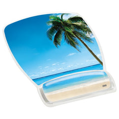 3M Gel Mousepad Wristrest MW308BH Compact Size Clear Gel Beach Design 6.8″ × 8.6″ × 0.75″ - Benchmark Tooling
