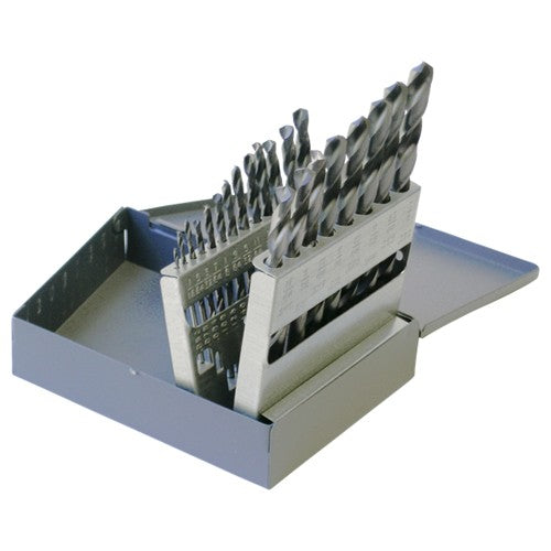 1/16-3/8 RHS / RHC HSS 135 Degree Split Point Heavy Duty Jobber Length Drill Set - TiCN - Exact Industrial Supply
