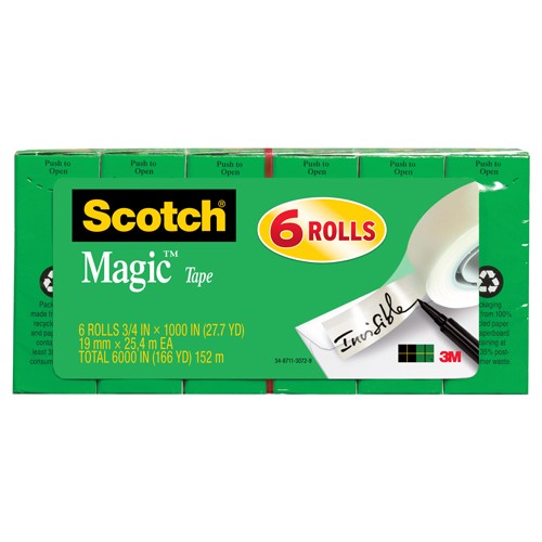 Scotch Magic Tape 810K6 6 rolls of 3/4″ × 1000″ - Benchmark Tooling
