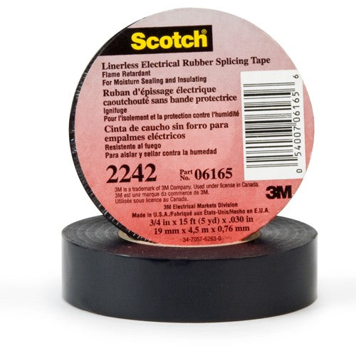 3M Linerless Electrical Rubber Tape 2242 1-1/2″ × 15 ft 1″ core Black - Benchmark Tooling