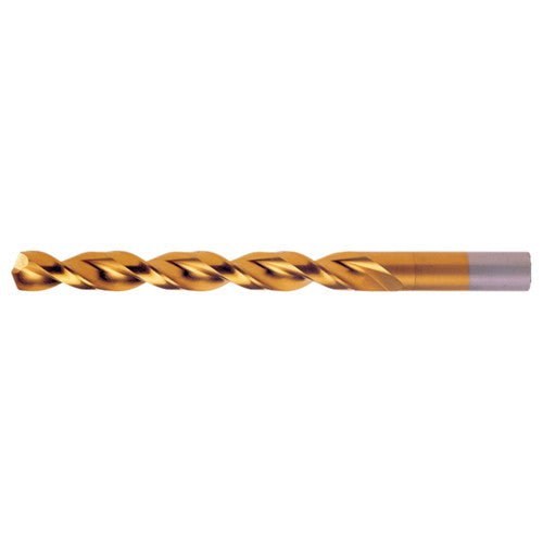 #10 RHS / RHC HSS-CO 8% (M42) 135 Degree Split Point Q-Cobalt Wide Land Parabolic Jobber Drill - TiN - Exact Industrial Supply