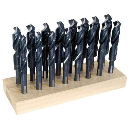 17/32-1 RHS / RHC HSS 118 Degree Split Point 1/2″ Reduced Shank Silver & Deming Drill Set - Steam Oxide