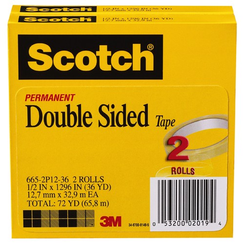 Scotch Double Sided Tape 665-2P12-36 1/2″ × 1296″ 2 pk - Benchmark Tooling