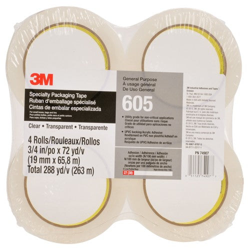 Scotch Light Duty Packaging Tape 605 Clear Cold Temperature 3/4″ × 72 yd - Benchmark Tooling