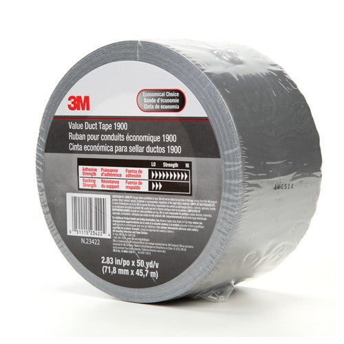 3M Value Duct Tape 1900 Silver 2.83″ × 50 yd 5.8 mil - Benchmark Tooling