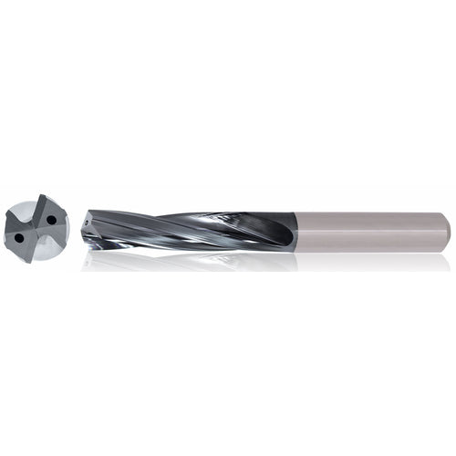 3/16″ Dia. × 6 mm Shank × 28 mm Flute Length × 66 mm OAL, 3xD, TiAlCN, 2 Flute, Coolant Thru, h6, Cylindrical, Solid Carbide Drill Series/List #5613 - Exact Industrial Supply