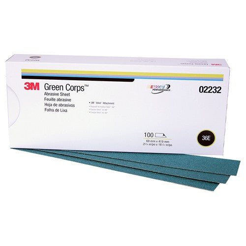 3M Green Corps Stikit Production Sheet 02232 2 3/4″ × 16 1/2″ 36 grade - Benchmark Tooling
