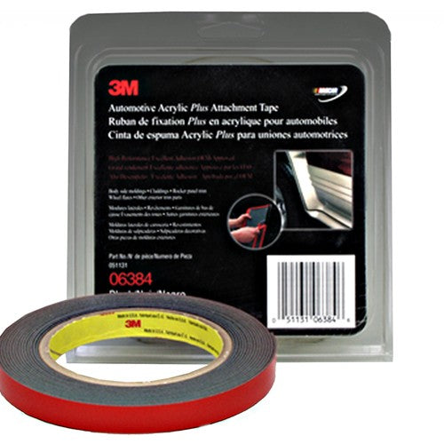 3M Automotive Acrylic Plus Attachment Tape 06384 Black 1.12 mm 1/2″ × 5 yd - Benchmark Tooling