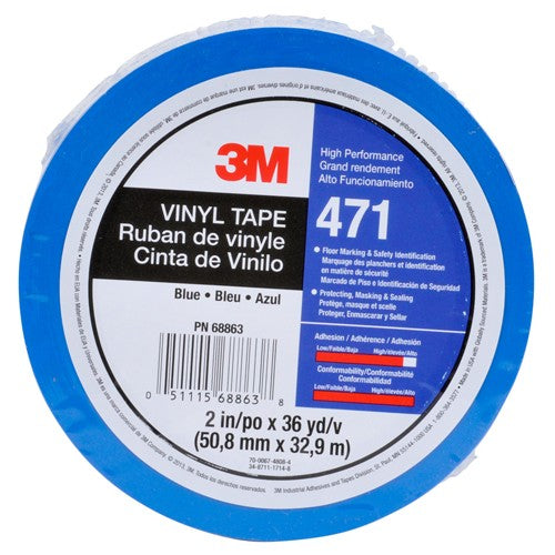3M Vinyl Tape 471 Blue PN36409 3/4″ × 36 yd 48 individually wrapped rolls per case Conveniently Packaged - Benchmark Tooling