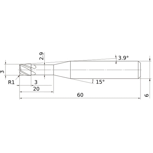VCPSRBD0300N20R10 CARBIDE ENDMILL