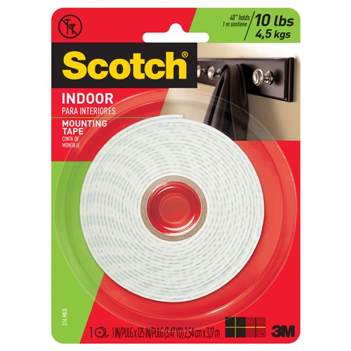 Scotch-Mount Indoor Double-Sided Mounting Tape 314H-MED-DC 1″ × 125″ (2 54 cm × 3 17 m) - Benchmark Tooling