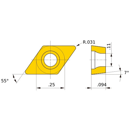DCMT 21.52 MV NX2525, 1/32″ Corner Radius, 3/32″ Thick, 1/4″ Inscribed Circle, Turning Indexable Insert