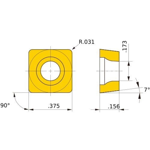 SCMT 32.52 MK MC5005, 0.8″ Corner Radius, 0.156″ Thick, 3/8″ Inscribed Circle, Turning Indexable Insert