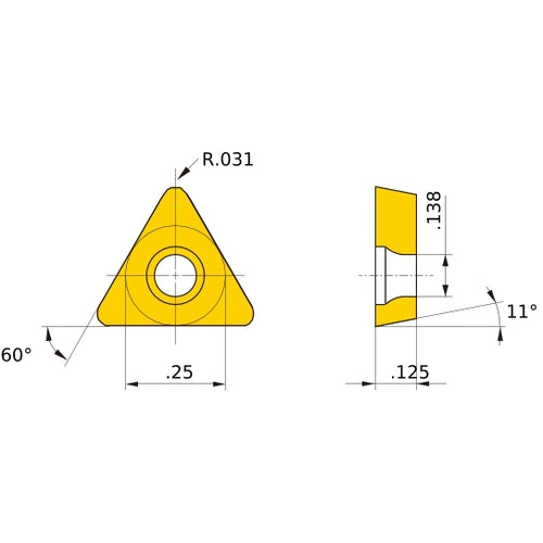 TPMX 222 standard MP3025, 0.8 mm Corner Radius, 3.18 mm Thick, 6.35 mm Inscribed Circle, Turning Indexable Insert