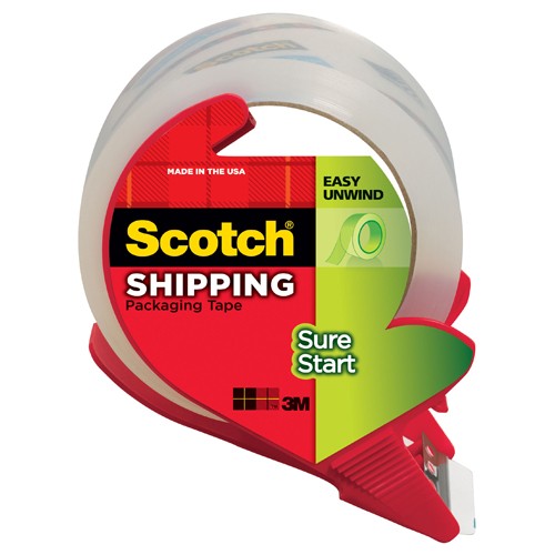 Scotch Sure Start Shipping Packaging Tape with dispenser 3450S-RD 1.88″ × 38.2 yd (48 mm × 35 m) - Benchmark Tooling