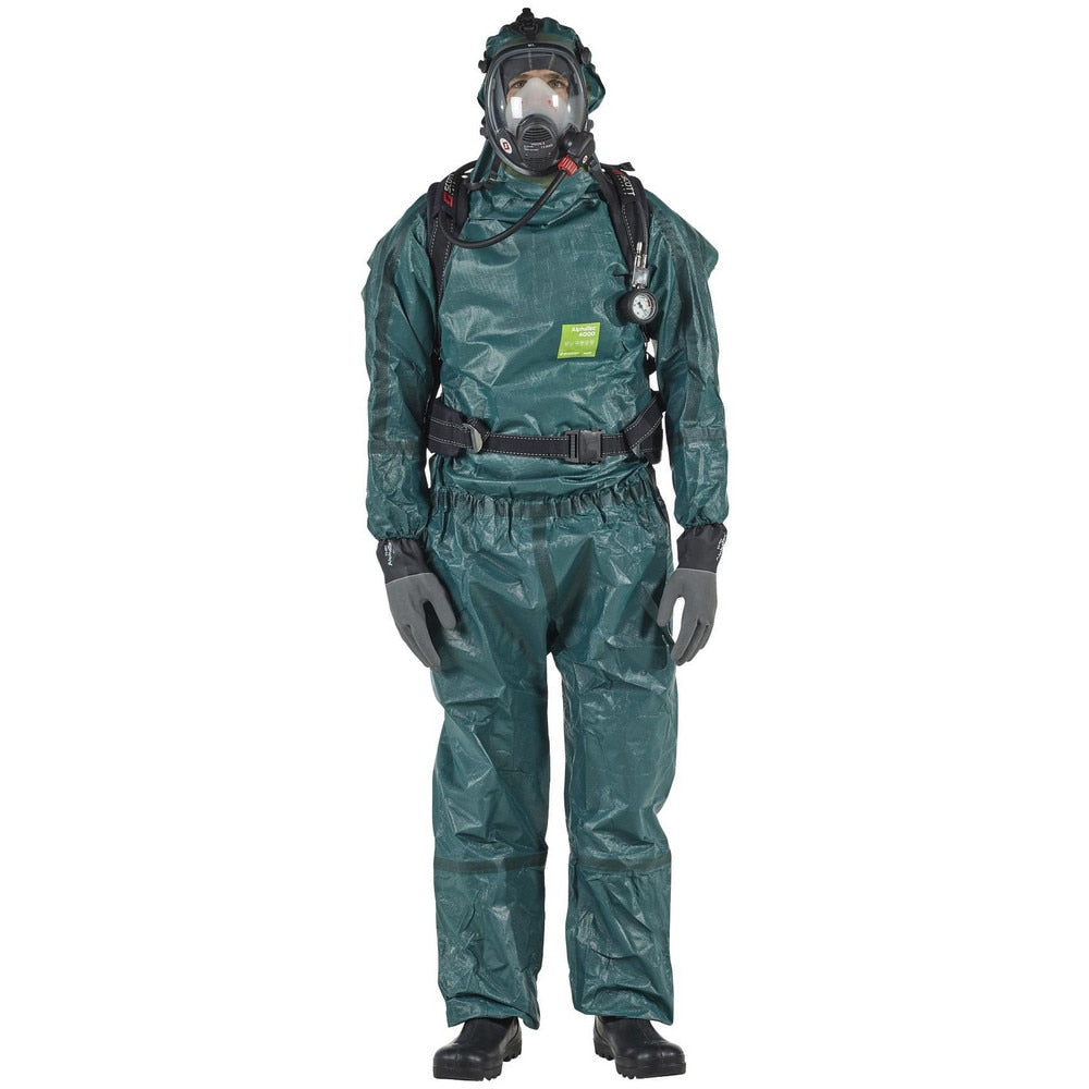 Disposable Coveralls: Size Medium, 0.5382 oz, Multi-Layer Non-Woven Barrier Laminate Fabric, Zipper Closure