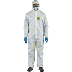 Disposable Coveralls: Size X-Large, 0.5469 oz, Microporous Polyethylene Laminate Non-Woven & Polypropylene Non-Woven, 2-Way Zipper with Storm Flap Closure