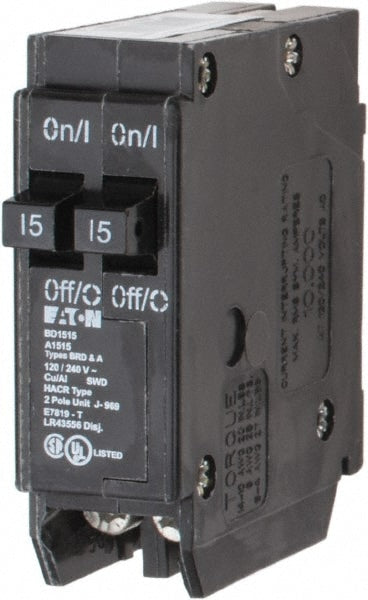 15/15 Amp, 120 VAC, 1 Pole, Plug In Type BD Duplex Circuit Breaker