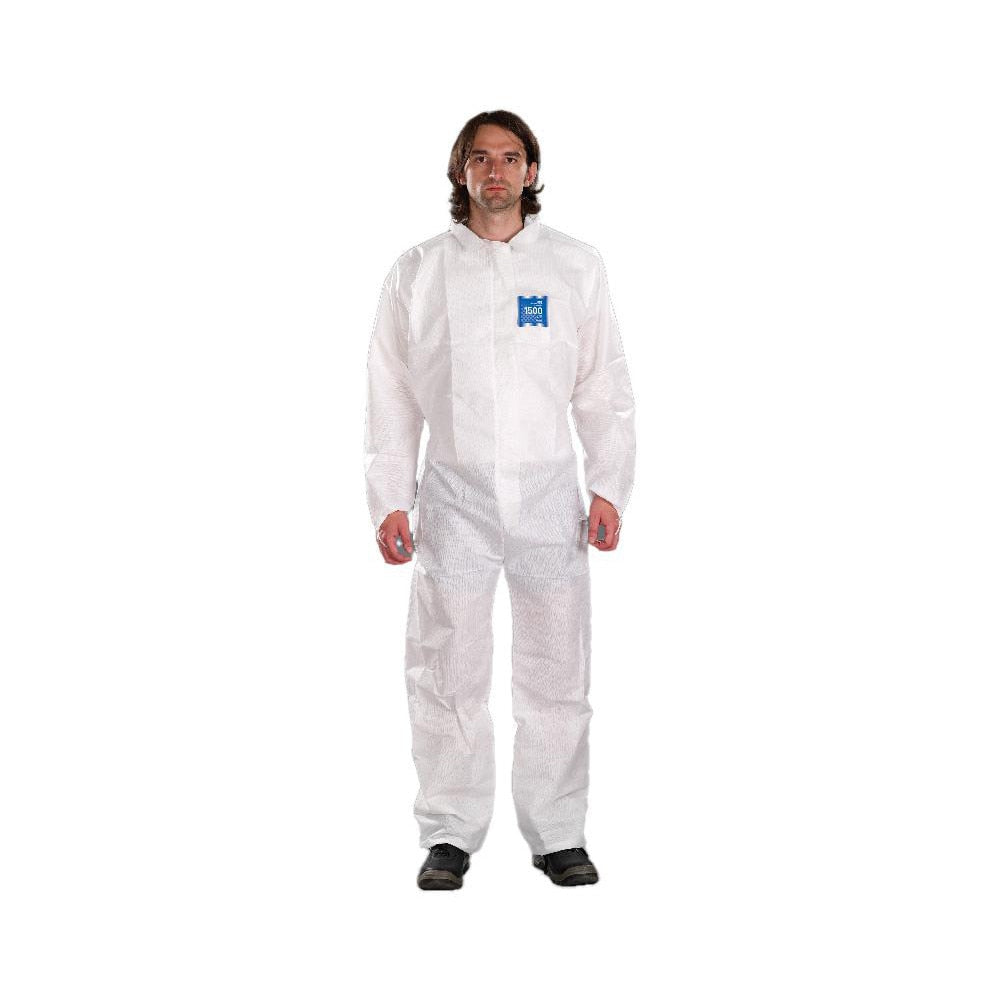 Disposable Coveralls: Size 3X-Large, 0.7064 oz, SMS, 2-Way Zipper with Storm Flap Closure