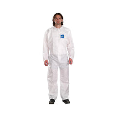 Disposable Coveralls: Size 4X-Large, 0.7064 oz, SMS, 2-Way Zipper with Storm Flap Closure