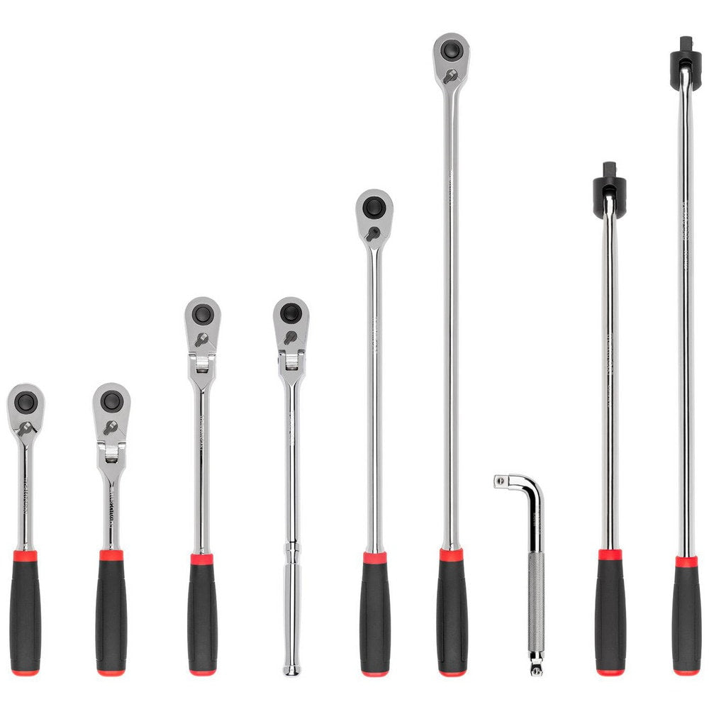 Ratchet Sets; Drive Size: 1/2 in; Overall Length (Inch): 10-1/2, 7-1/2, 24, 14, 18; Head Shape: Pear; Head Style: Reversible, Fixed; Material: Steel; Handle Type: L-Handle; Finish: Full-Polished