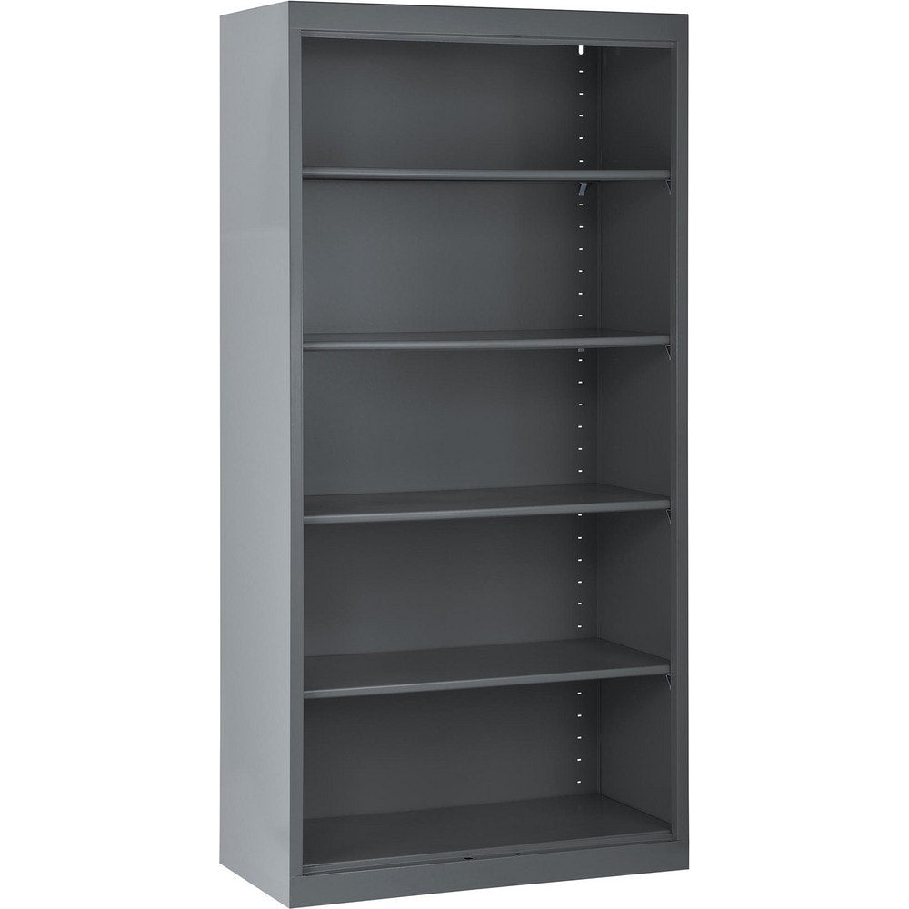 Bookcases; Overall Height: 72 in; Overall Width: 36; Overall Depth: 18; Material: Steel; Color: Charcoal; Shelf Weight Capacity: 200; Mobility: No; Modular: No