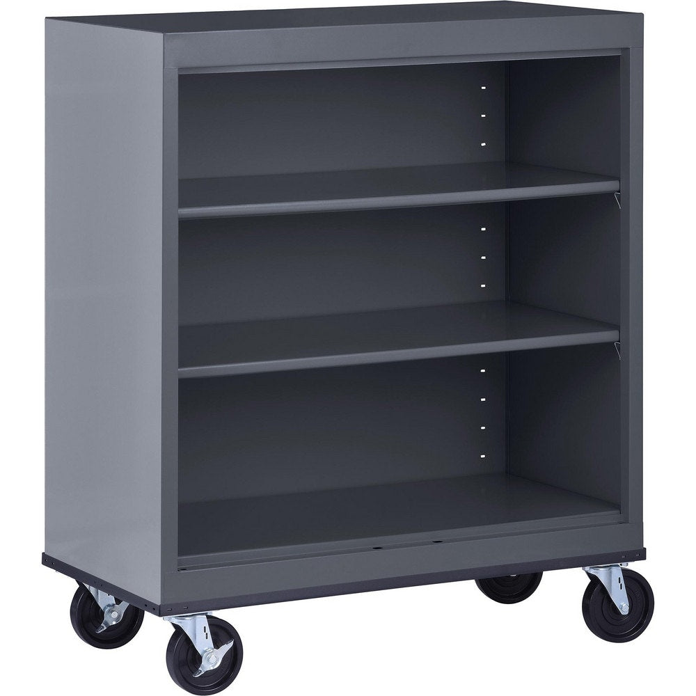 Bookcases; Overall Height: 42 in; Overall Width: 36; Overall Depth: 18; Material: Steel; Color: Charcoal; Shelf Weight Capacity: 200; Mobility: Yes; Modular: No