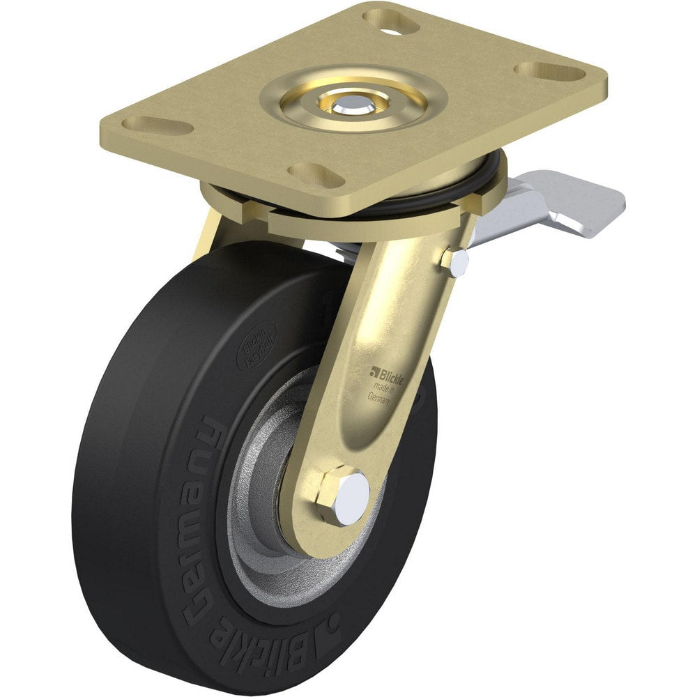 Top Plate Casters; Mount Type: Plate; Number of Wheels: 1.000; Wheel Diameter (Inch): 6-5/16; Wheel Material: Rubber; Wheel Width (Inch): 2; Wheel Color: Black