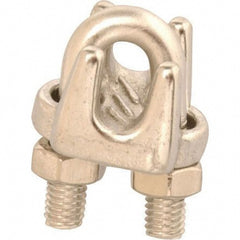 Wire Rope Thimble Clip: 1/16 to 1/8" Rope Dia, Stainless Steel