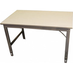 Work Table: 48" Wide, 26-3/8 to 43-3/4" High, Powder Coated, Laminate Top, Heavy Gauge Steel Base, Gray