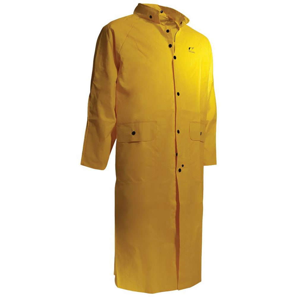 Rain Coat:  Size 4X-Large,  ASTM D6413,  Yellow,  PVC & Nylon