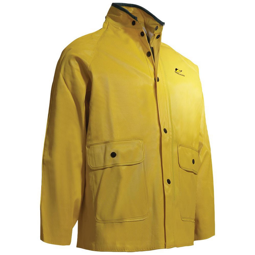 Rain Jacket:  Size Small,  ASTM D6413,  Yellow,  Nylon & PVC