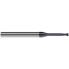 Corner Radius End Mill: 0.0250" Dia, 0.50 mm LOC, 0.10 mm Radius, 2 Flute, Solid Carbide