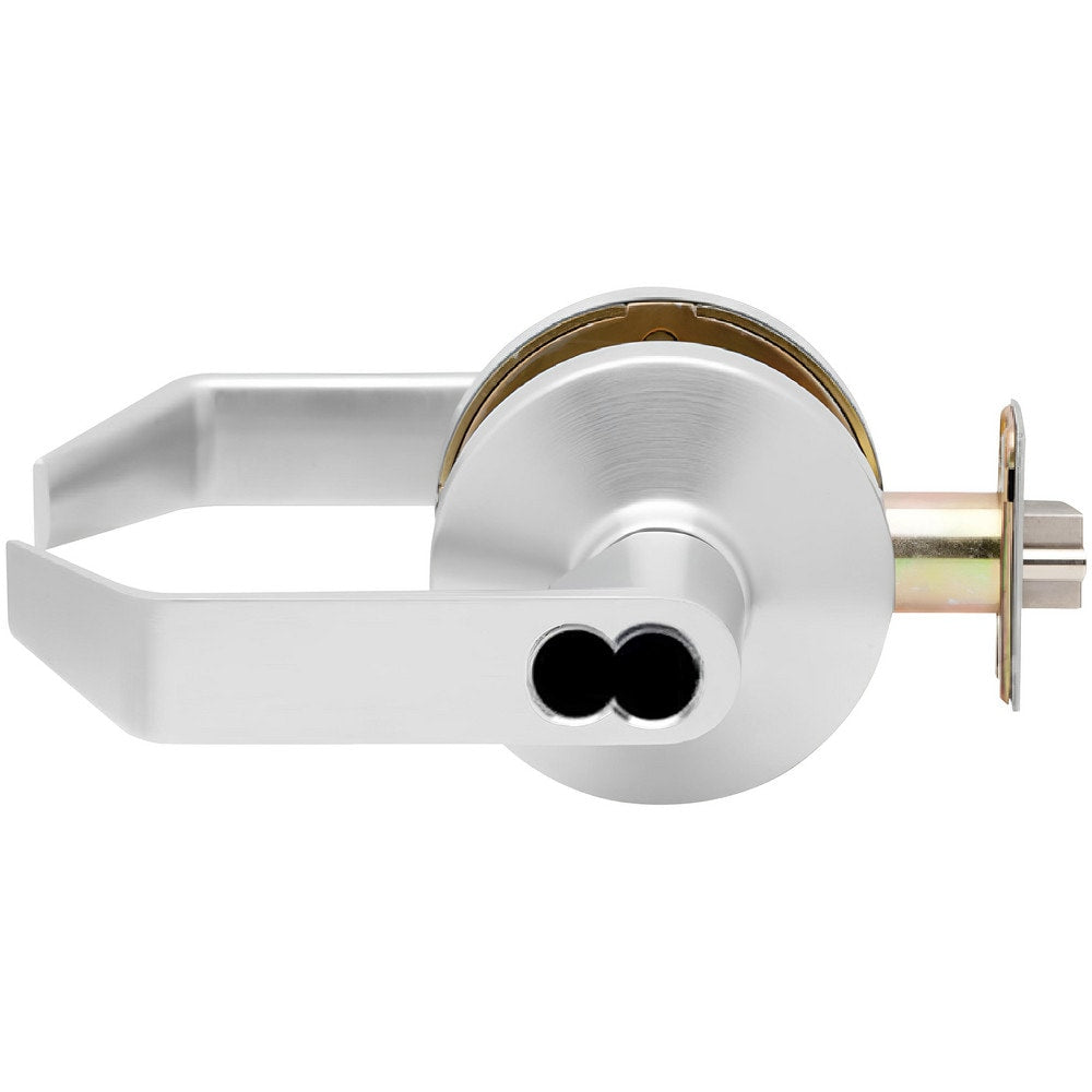 Lever Locksets; Lockset Type: Entrance; Key Type: Keyed Different; Back Set: 2-3/4; Cylinder Type: Less Core; Material: Metal; Door Thickness: 1-3/8 to 2; Finish: Satin Chrome